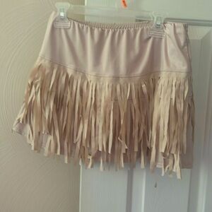 Lucky in Love Cream Fringe Mini Skirt